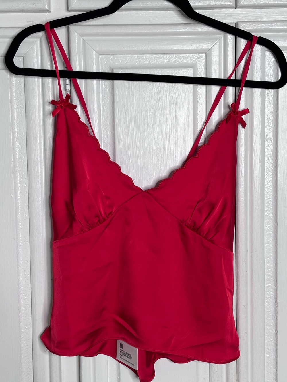 Princess Polly Red Satin Scallop-Edge Cami